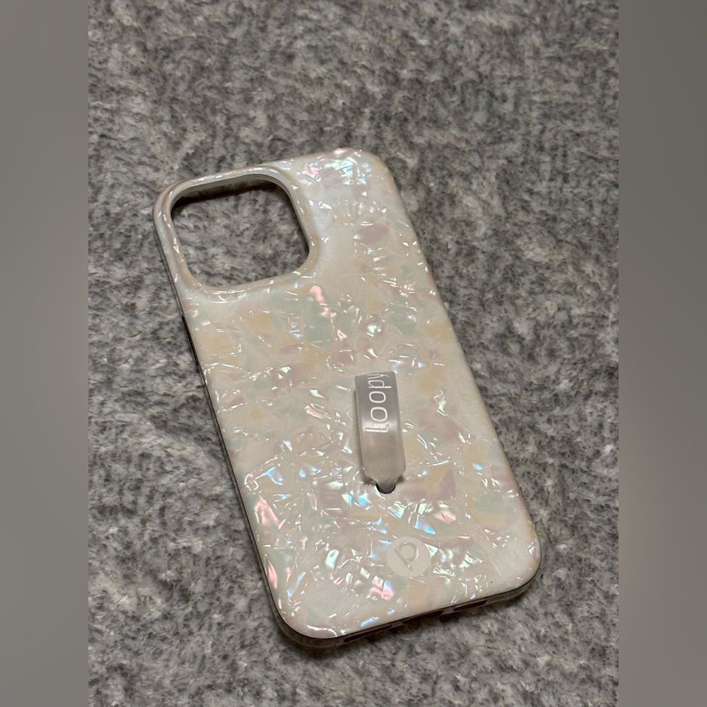 Loopy Case Iridescent Pearl White Phone Case with Built-in Loop
